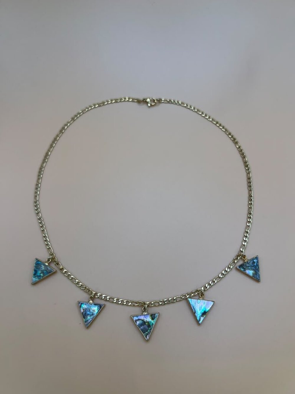 Handmade Reversible Abalone Shell Triangle Charm Necklace - Picture 3 of 5